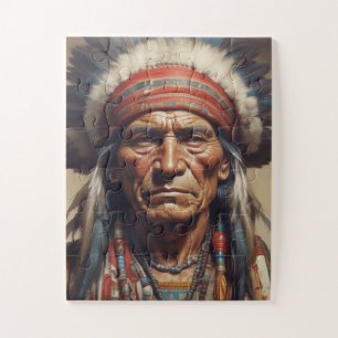 Geronimo Indian Chief Warrior Portrait Jigsaw Puzzle