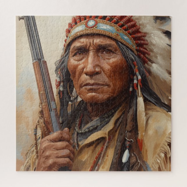 Geronimo Indian Chief Warrior Portrait Jigsaw Puzzle (Vertical)