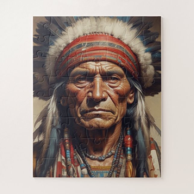 Geronimo Indian Chief Warrior Portrait Jigsaw Puzzle (Vertical)