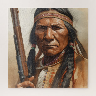 Geronimo Indian Chief Warrior Portrait Jigsaw Puzzle