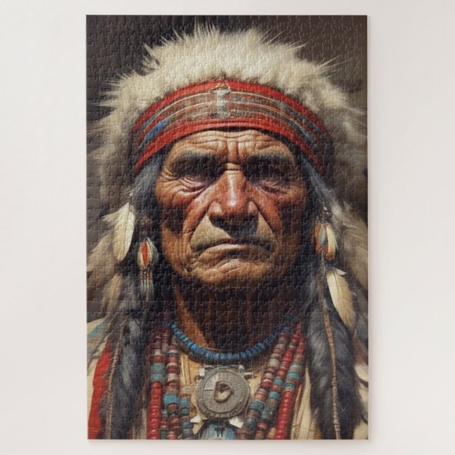 Geronimo Indian Chief Warrior Portrait Jigsaw Puzzle (Vertical)