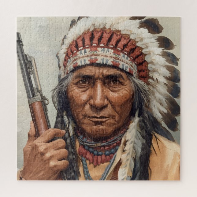 Geronimo Indian Chief Warrior Portrait Jigsaw Puzzle (Vertical)