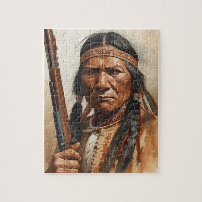 Geronimo Indian Chief Warrior Portrait Jigsaw Puzzle (Vertical)