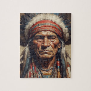 Geronimo Indian Chief Warrior Portrait Jigsaw Puzzle