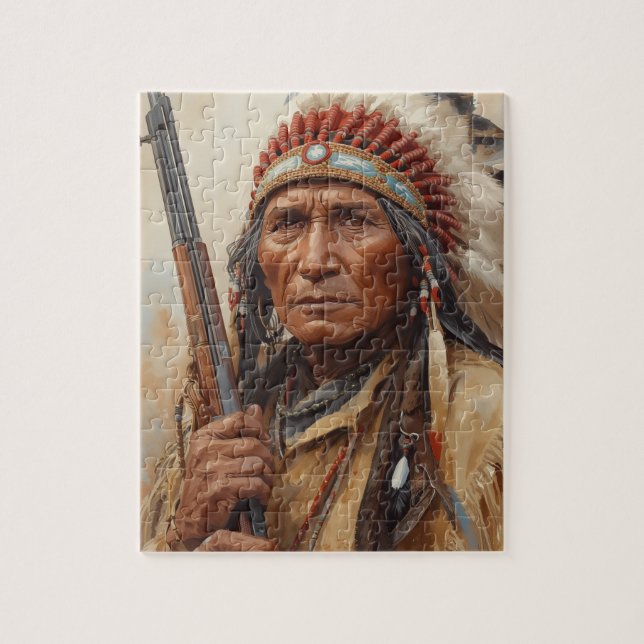 Geronimo Indian Chief Warrior Portrait Jigsaw Puzzle (Vertical)