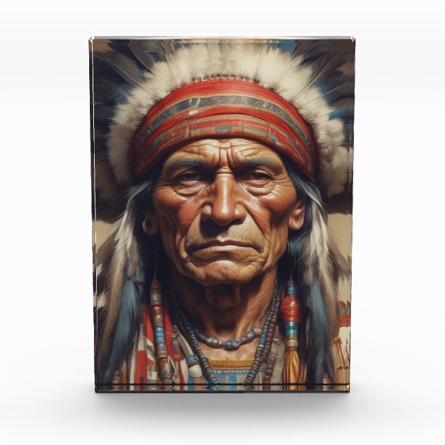 Geronimo Indian Chief Warrior Portrait Photo Block (Front)