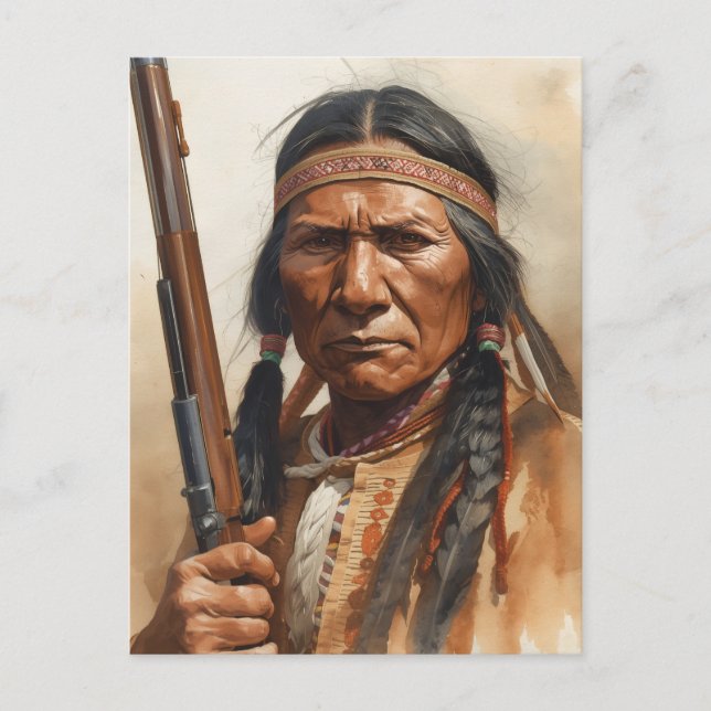Geronimo Indian Chief Warrior Portrait Postcard (Front)