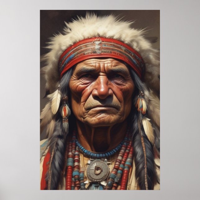 Geronimo Indian Chief Warrior Portrait Poster (Front)