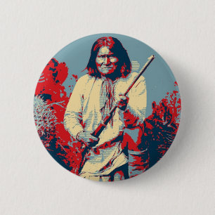 Geronimo Pop Art - Apache Indian Warrior Chief 2 Inch Round Button