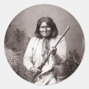 Geronimo Vintage Indian Warrior Classic Round Stic Sticker