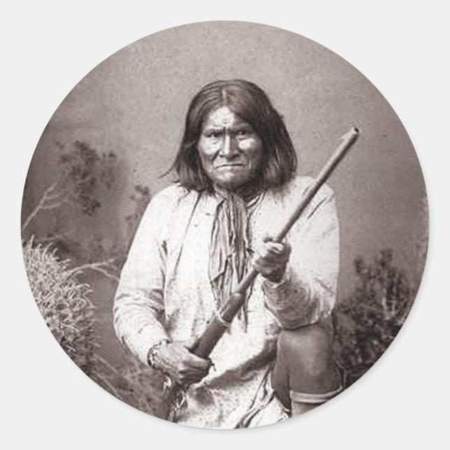 Geronimo Vintage Indian Warrior Classic Round Sticker (Front)