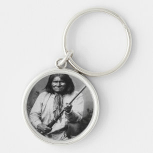 'Geronimo with Gun at the Ready' Keychain
