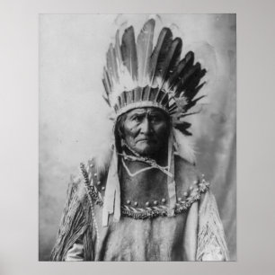 'Geronimo with Headdress' Poster