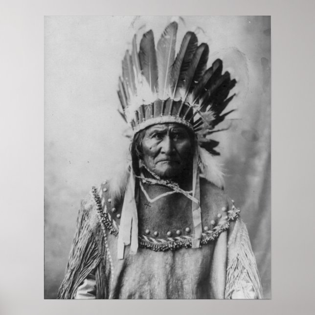 'Geronimo with Headdress' Poster (Front)