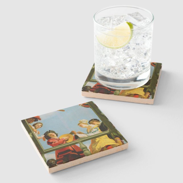 Gerrit Van Honthorst Musical Group Balcony Art Stone Coaster (Side)