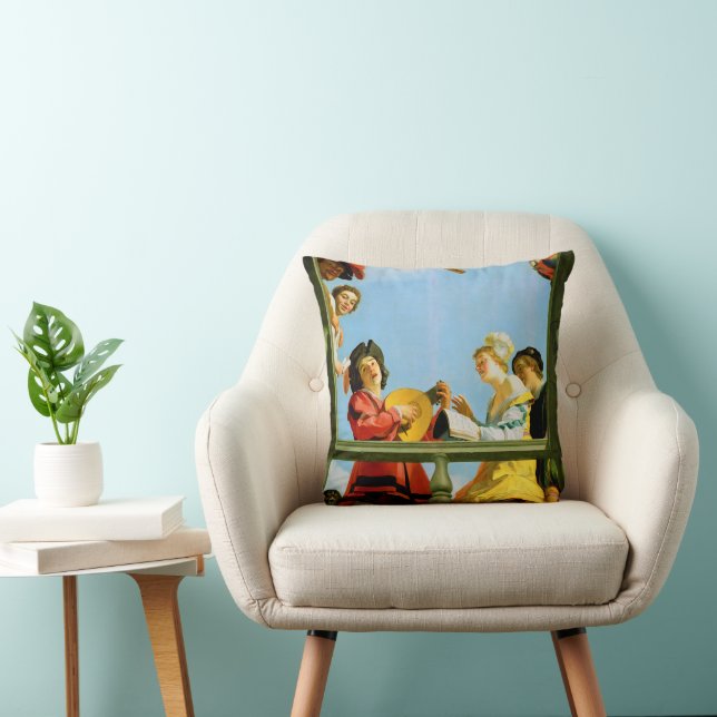 Gerrit Van Honthorst Musical Group Balcony Art Throw Pillow (Chair)
