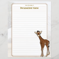 Gerry Giraffe White Lined Paper Sheet