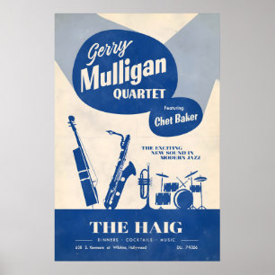 Gerry Mulligan - Chet Baker affiche jazz - En conc