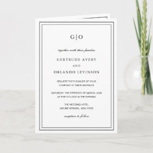 Gertrude Black and White Classic Elegant Wedding Invitation