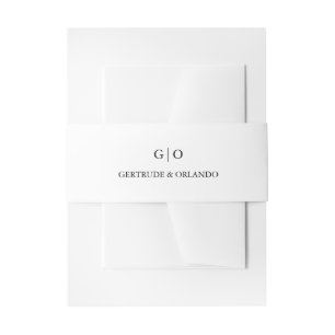 Gertrude Black and White Classic Elegant Wedding Invitation Belly Band