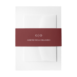 Gertrude Burgundy Wine Classic Elegant Wedding Invitation Belly Band