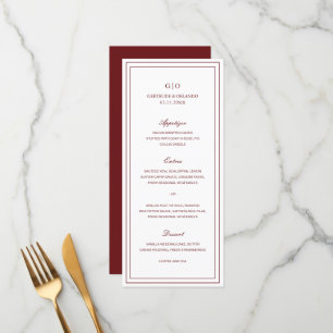Gertrude Burgundy Wine Classic Elegant Wedding Menu
