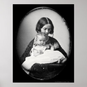 Gertrude Hubbard & Baby Daguerreotype 1858 Poster