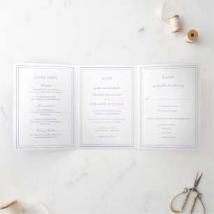Gertrude Lavender Classic Elegant Wedding Tri-Fold Invitation