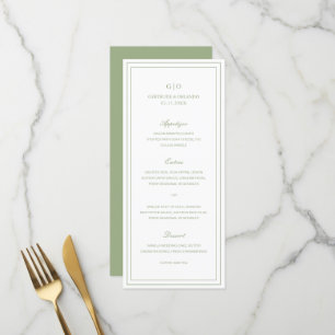 Gertrude Sage Green Classic Elegant Wedding Menu