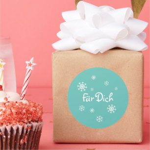 Geschenkaufkleber - Schneesterne - türkis Classic Round Sticker