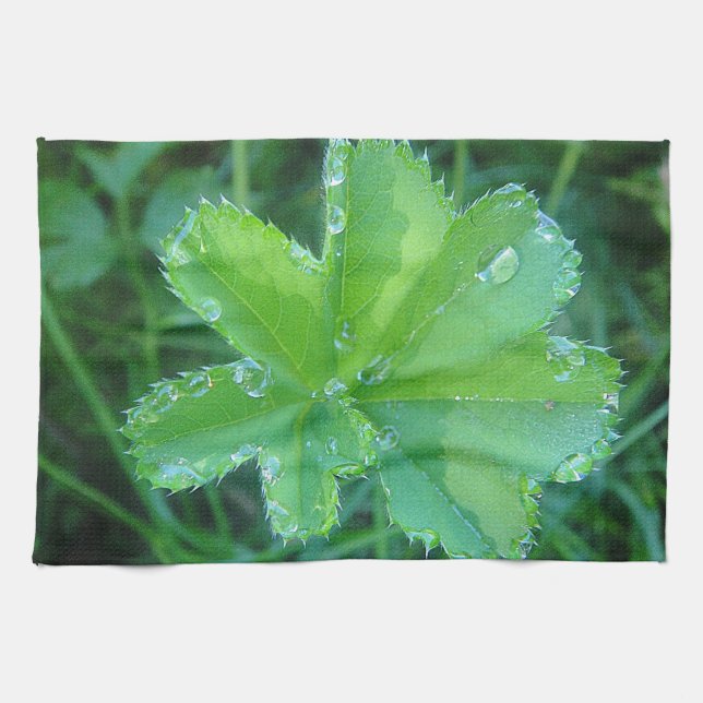 Geschirrtuch Wassertropfen auf Blatt Kitchen Towel (Horizontal)