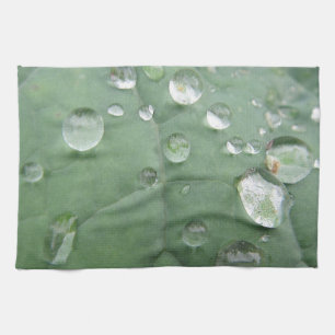 Geschirrtuch Wassertropfen auf grau-grünem Blatt Kitchen Towel