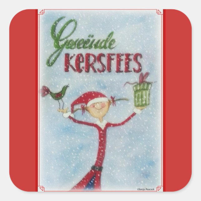 Geseende Kersfees Square Sticker (Front)