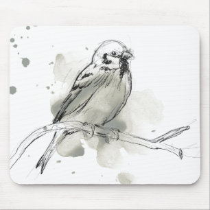 Gestural Bird Study Mouse Pad