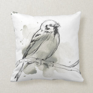 Gestural Bird Study Throw Pillow