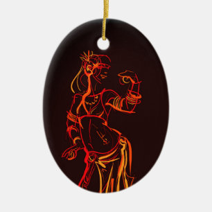 Gesture sketch drawing  tribal fusion bellydancer ceramic ornament