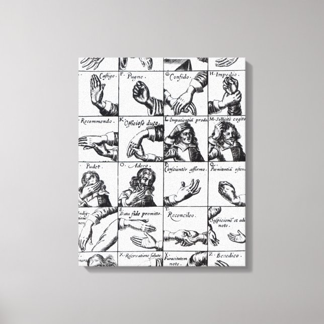 Gestures for miming  John Bulwer's 'Chrilogia Canvas Print (Front)