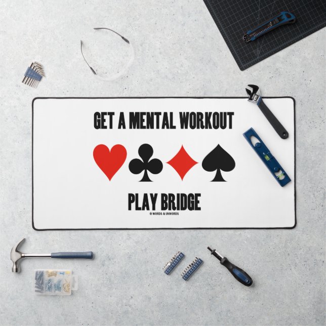 Get A Mental Workout Play Bridge Four Card Suits Desk Mat (Workstation)