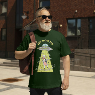 Get Abducted Funny Alien Cow UFO Design T-Shirt