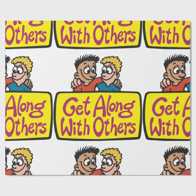 Get Along With Others Friends Kindness and Unity Wrapping Paper (Flat)