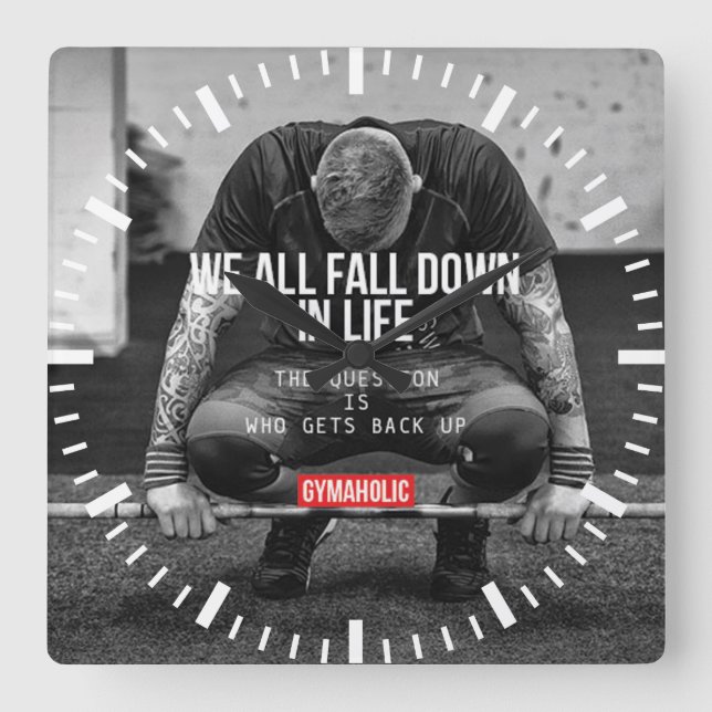Get Back Up - Workout Motivational Square Wall Clock (Front)
