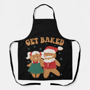 Get Baked Funny Gingerbread Santa Christmas Gift Apron