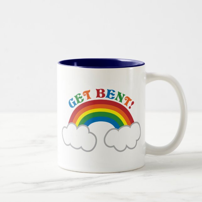 GET BENT! with cute rainbow Two-Tone Coffee Mug (Right)