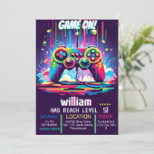 Get boys cool kids gaming level up 5th birthday invitation (Standing Front)