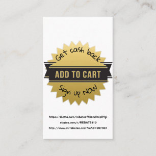 Get Cash Back Gold Star Black Banner Business Card