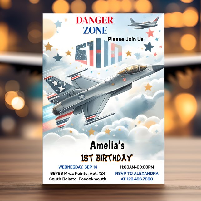 Get Cloud 9 Fly Cute Sky Joy Airplane 1st Birthday Invitation (Creator Uploaded)