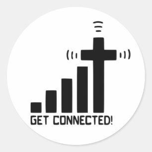 Get Connected! Christian Theme Classic Round Sticker