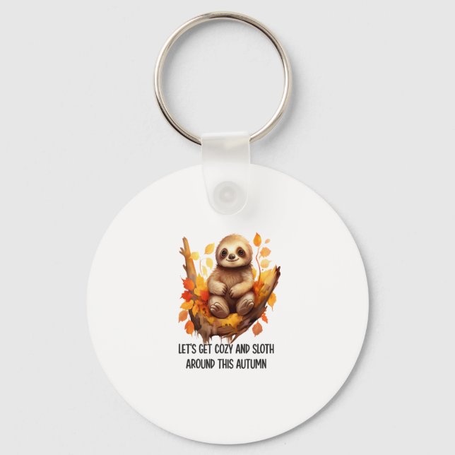Get Cozy and Sloth Around This Autumn Keychain (Front)