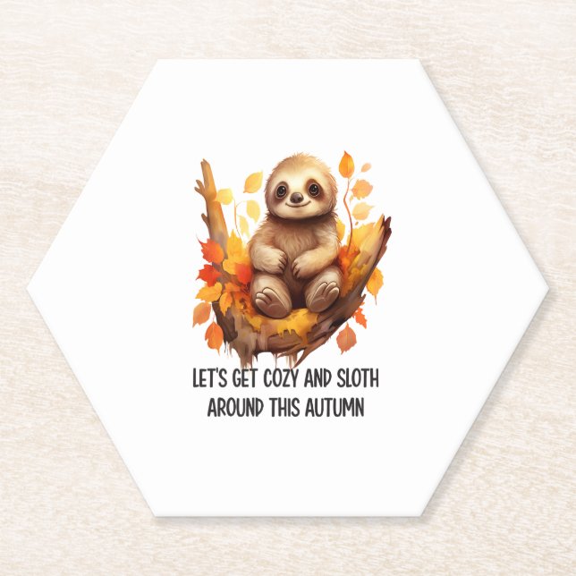 Get Cozy and Sloth Around This Autumn Paper Coaster (Front)