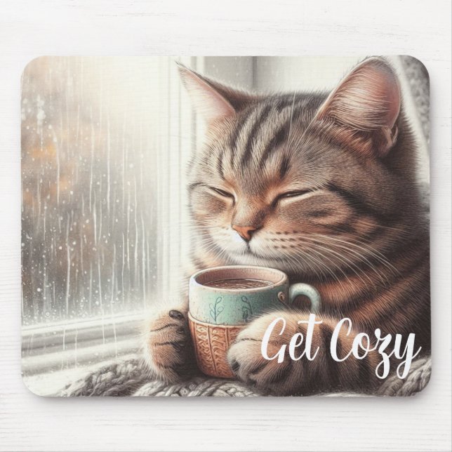 Get Cozy Cat  Mouse Pad (Front)